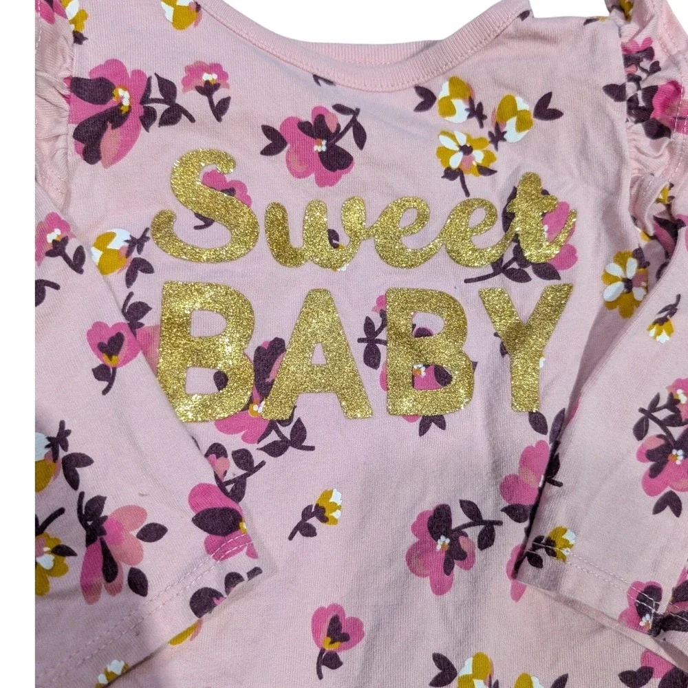 Baby Girl 2 Piece Long Sleeve Bodysuit‎ Set Floral Sweet Baby 12MO